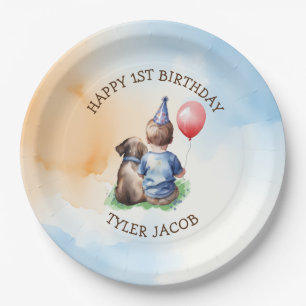 Personalized Boy's First Birthday  Paper Plate