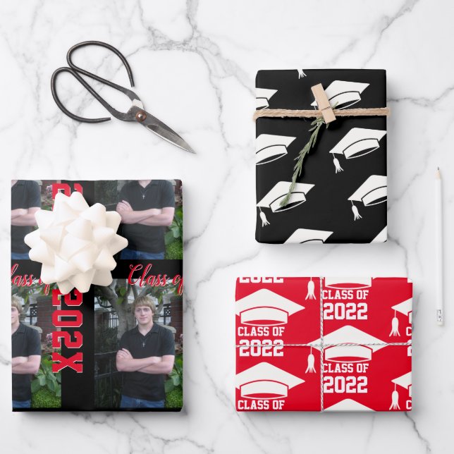 Personalized Boys Graduation  Wrapping Paper Sheet (Front)
