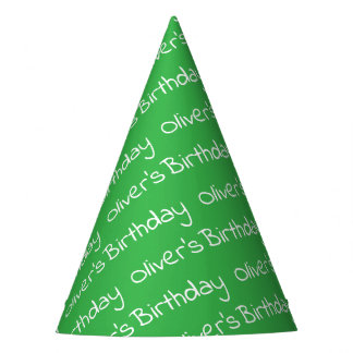 Personalized Boy's Name Birthday Green Party Hats