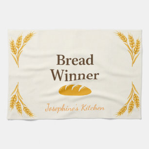 Personalized Bread Winner Trendy Elegant Tea Towel