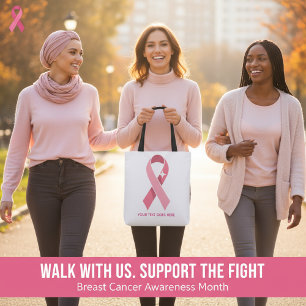 Personalized Breast Cancer Awareness Pink Ribbon Tote Bag