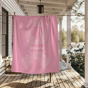 Personalized Breast Cancer Typography Ribbon Sherpa Blanket