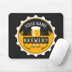 Personalized Brewery Beer Bottle Cap Bar  Mouse Mat