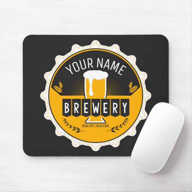 Personalized Brewery Beer Bottle Cap Bar  Mouse Mat (With Mouse)