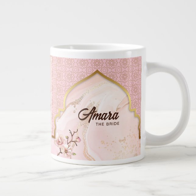 Personalized Bridal Coffee Mug – Blush & Gold Arch (Right)