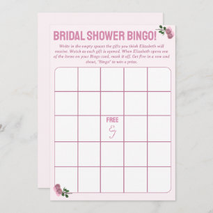 Personalized Bridal Shower Bingo Game Advice Card