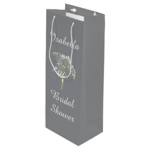 Personalized Bridal Shower, Floral Wedding Gift Wine Gift Bag