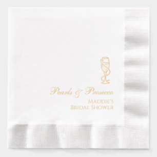 Personalized Bridal Shower Pearls & Prosecco Gold Foil Napkins