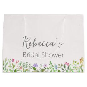 Personalized Bridal Shower Watercolor  Floral  Large Gift Bag