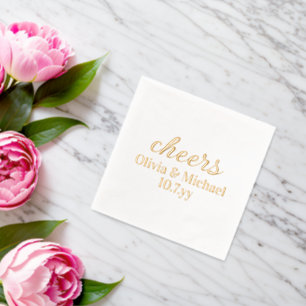 Personalized Bride and Groom Wedding Reception Foil Napkins