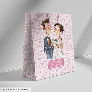 Personalized Bride Groom Gift Bag Funny Cartoon