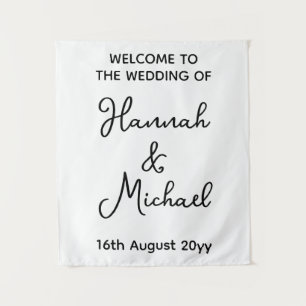 Personalized Bride Groom Welcome to Wedding Fabric Tapestry