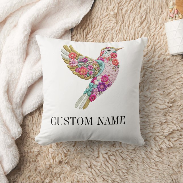 Personalized Bride Pillow – Custom Name Floral  (Blanket)