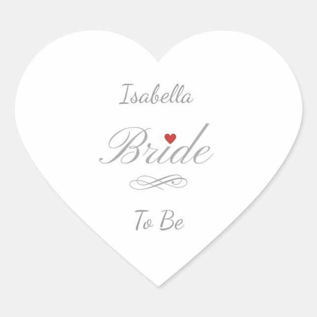 Personalized Bride To Be, Custom Name Hen Party Heart Sticker (Front)