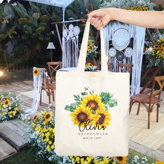 Personalized Bridesmaid Tote | Sunflowers Rustic (Creator Uploaded)