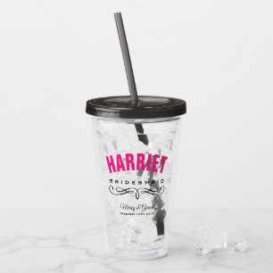 PERSONALIZED BRIDESMAID WEDDING ACRYLIC TUMBLER