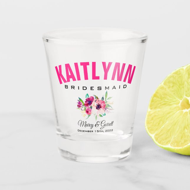 PERSONALIZED BRIDESMAID WEDDING PARTY SHOT GLASS (Front)