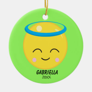 Personalized Bright Angel Emoji Ornament