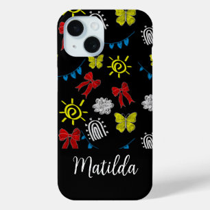 Personalized Bright Butterfly & Sunshine Pattern iPhone 15 Case