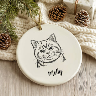Personalized British Shorthair Cat Christmas Ceramic Tree Decoration