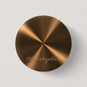 Personalized Bronze Metallic Radial Texture 3 Cm Round Badge