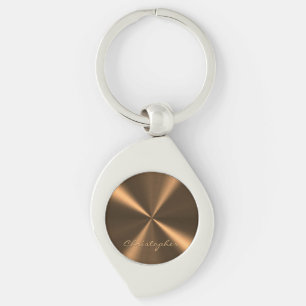 Personalized Bronze Metallic Radial Texture Key Ring