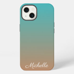 Personalized brown and blue ombre Case-Mate iPhone 13 Case