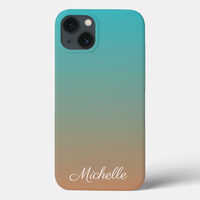 Personalized brown and blue ombre Case-Mate iPhone Case-Mate iPhone Case (Back)