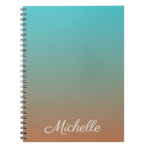 Personalized brown and blue ombre notebook