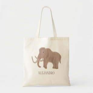 Personalized Brown Woolly Mammoth Illustration Tote Bag