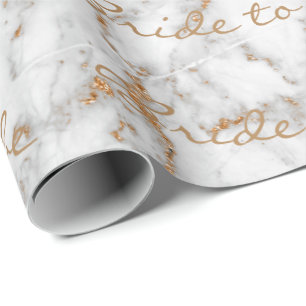 Personalized Brush Bride To Be Marble Gold Rose Wrapping Paper