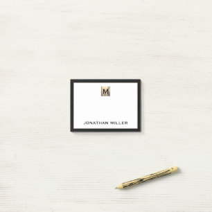 Personalized Brushed Metal Monogram Black White Post-it Notes