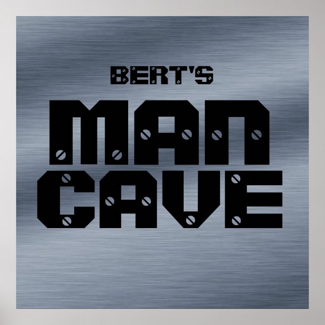Personalized Brushed Steel Man Cave Poster (Front)