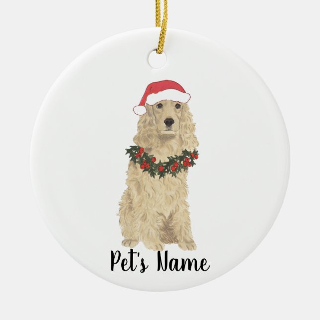 Personalized Buff Sable Cocker Spaniel Christmas Ceramic Tree Decoration (Front)