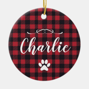 Personalized buffalo mantle christmas puppies ceramic tree decoration