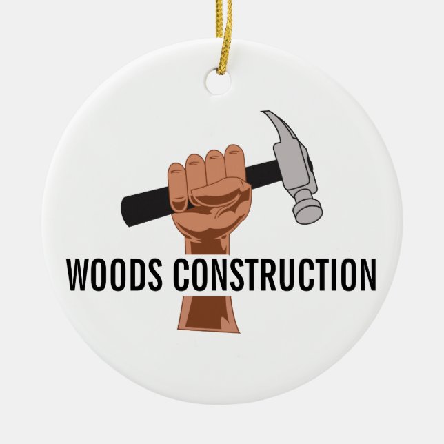 Personalized Builder/Construction Ceramic Tree Decoration (Front)