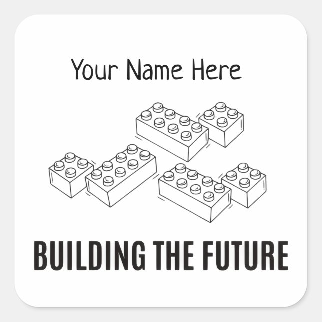 Personalized Building Bricks Square Sticker (Front)