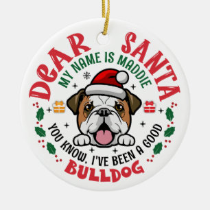 Personalized Bulldog Dog Christmas Tree Round Ceramic Tree Decoration
