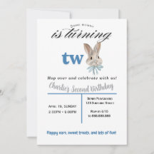 Personalized Bunny 2nd Birthday Invitation