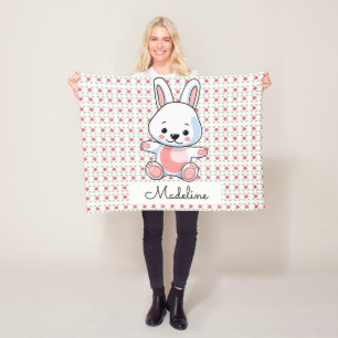 Personalized Bunny Fleece Blanket