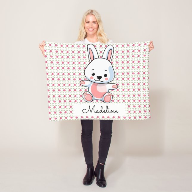 Personalized Bunny Fleece Blanket (In Situ)