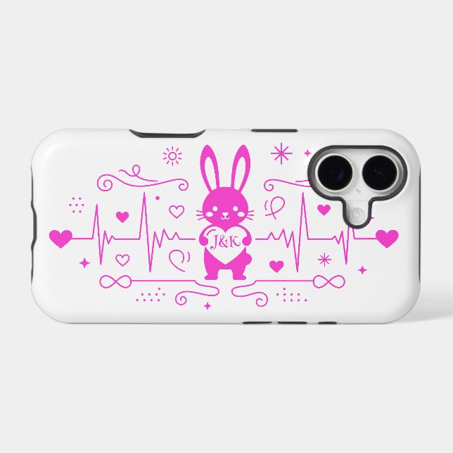 Personalized Bunny Love Heartbeat (Back (Horizontal))