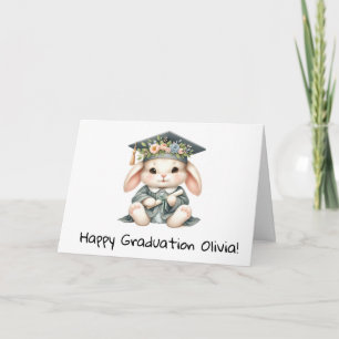 Personalized Bunny Rabbit Graduation Card