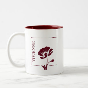 Personalized Burgundy Poppy Mug – Timeless Gift