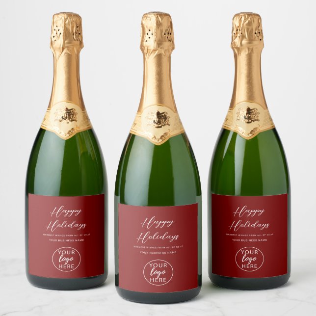 Personalized Business Logo Christmas Holiday Sparkling Wine Label (Bottles)
