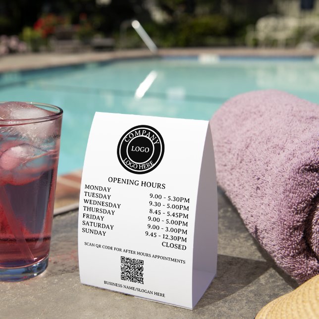 Personalized Business Logo QR Code Opening Hours  (Insitu(On Table))