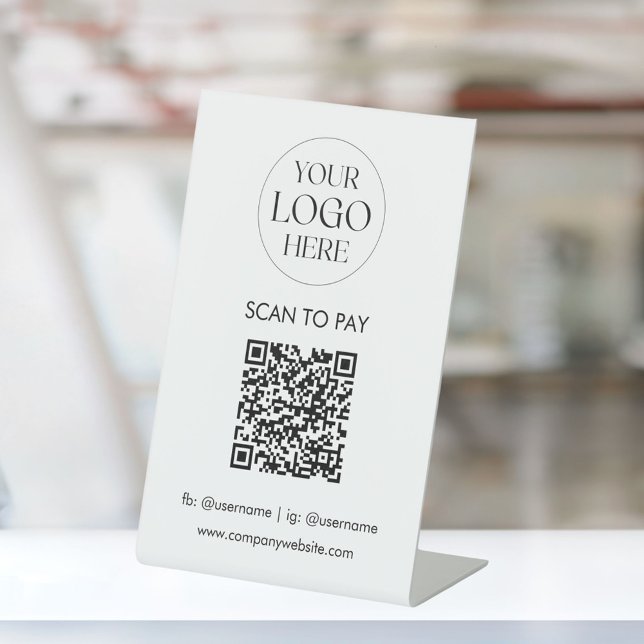 Personalized Business Logo QR Code Simple Modern Pedestal Sign (In situ)