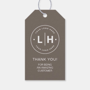 Personalized Business Logo Taupe Gift Tags