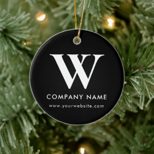 Personalized Business Monogram Logo Website Ceramic Tree Decoration