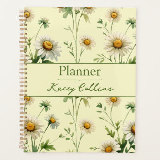 Personalized Butter Yellow Vintage Daisy Planner